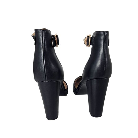 Womens Black Size 10 Block 4" Heels Pumps Shoes Ankle Strap Closed Pointed Toe - Picture 14 of 14